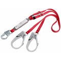 3M Protecta Adjustable 100% Tie-Off Shock Absorbing Lanyard, 6 ft, Red 1342275